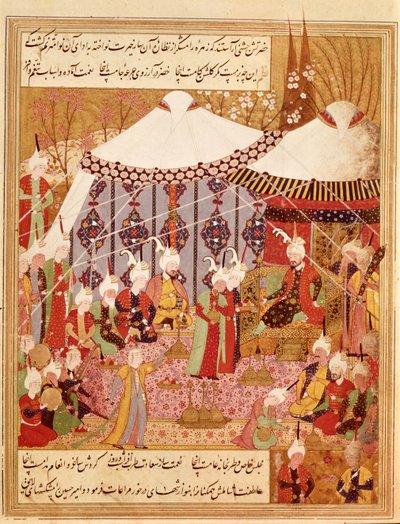 या .359 फोल। 35 वि। सुल्तान बायज़िद तैमूर द्वारा कैद, ज़फरनामा 1533 से 1402 (वेल्लम पर स्याही) द्वारा फारसी स्कूल