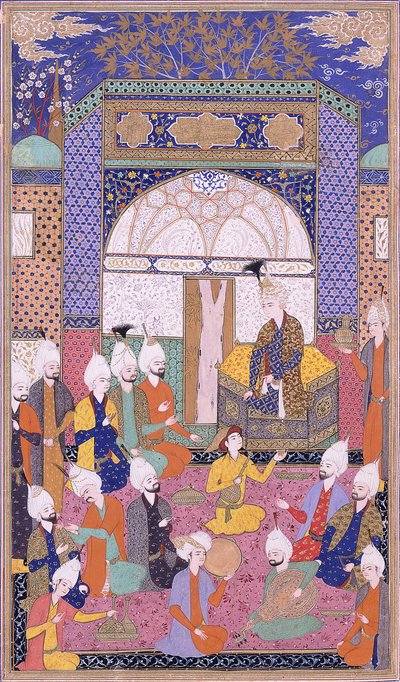शाह इस्मा "ibriz में अपने परिग्रहण के बाद पहला निजी श्रोता होना, c.1590-1600 द्वारा फारसी स्कूल