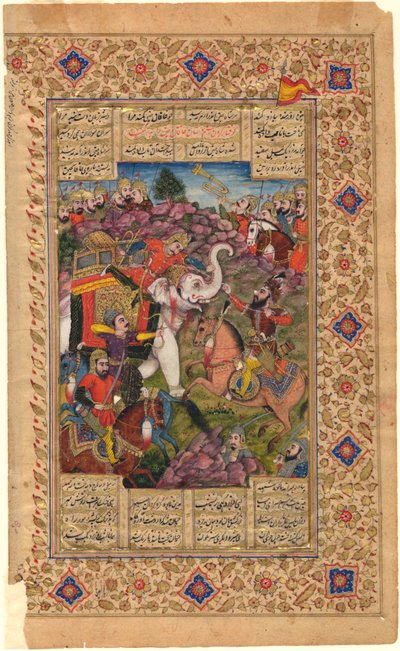 शाहनामा: रुस्तम चीन के सम्राट पर कब्जा करने, 1600-1625 द्वारा फारसी स्कूल