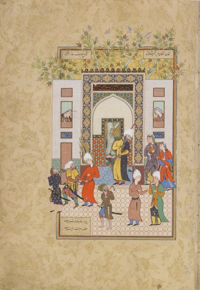 शिशु गवाह Yusufs मासूमियत, एक कुंदा awrang से फोलियो (सात सिंहासन) जामी (d.1492) शायद Mashad, Khurasan, ईरान, सफाविद राजवंश, 1556-1565 (स्याही, अपारदर्शी पानी के रंग और गोल से करने के लिए गवाही देता है द्वारा Persian School