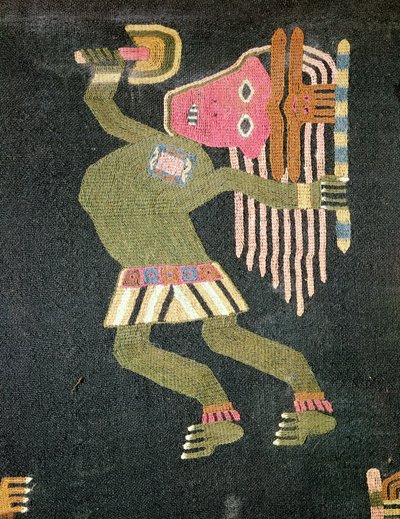 बैटन, पैरास जनजाति (कपड़ा) के साथ बुना ऊन नर्तकी (231825 भी देखें) द्वारा पेरुवियन स्कूल
