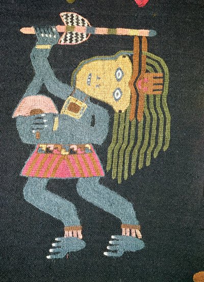 बैटन, पैरास जनजाति (कपड़ा) के साथ बुना ऊन नर्तकी (231826 भी देखें) द्वारा पेरुवियन स्कूल
