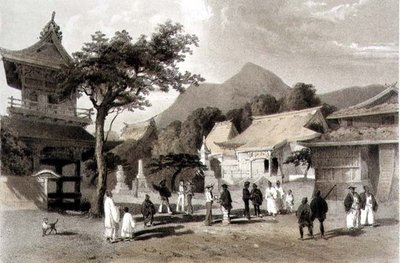 मुख्य मंदिर, हाकोदादी, 'नैरेटिव ऑफ़ द एक्सपीडिशन ऑफ़ ए अमेरिकन स्क्वाड्रन टू द चाइना सीज़ एंड जापान', पब से। सरोनी एंड कंपनी द्वारा द्वारा पीटर बर्नहार्ड विल्हेम (बाद में) हेन