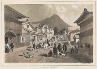 हकोदी में सड़क, सारोनी एंड कंपनी द्वारा लिथो, 1855 (क्रोमोलिथो) द्वारा पीटर बर्नहार्ड विल्हेम हेन