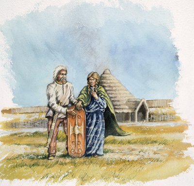 लौह युग पुरुष और महिला, c400BC, c1990-2010 द्वारा पीटर डुन्नो