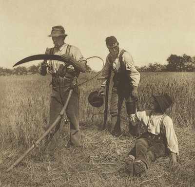 जौ-हार्वेस्ट में, सफ़ोक, 1888 (फोटोग्रावुर) द्वारा पीटर हेनरी इमर्सन