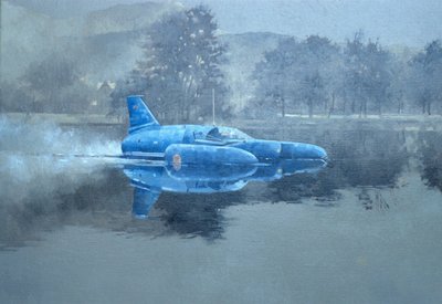 डोनाल्ड कैंपबेल और ब्लूबर्ड (कैनवास पर तेल) द्वारा पीटर मिलर