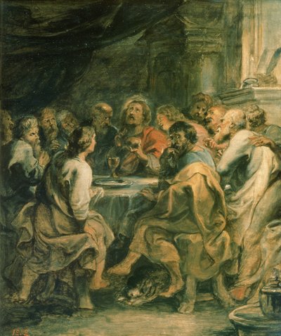 द लास्ट सपर, c.1630-31 (पैनल पर तेल) द्वारा पीटर पॉल रूबेन्स