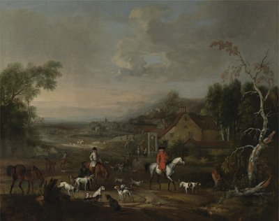 रेक्सेंड जेमेट ब्राउन एक बैठक में लोमड़ियों, c.1730 (कैनवास पर तेल) द्वारा पीटर टिलमैन