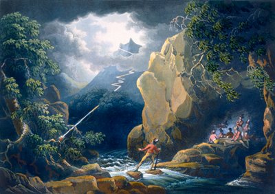 बिजली की चमक: एक पहाड़ी तूफान में फंसी, पब। 1805. द्वारा फिलिप जेम्स