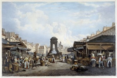 मासूम के फव्वारे के चारों ओर घूमना, सीए। 1840 - "" प्रोमेनेड डांस पेरिस एट सेस एनवायरन "", बीमार। जैकोटेट और बेनोइस्ट द्वारा, पेरिस, v.1840 द्वारा फिलिप बेनोइस्ट
