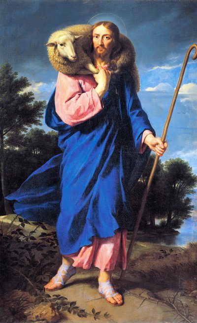 अच्छा चरवाहा, फिलिप डी शैम्पेन द्वारा (1602-1674), कैनवास पर तेल द्वारा फिलिप डी चंपेनगे