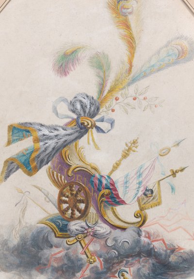 क्लाउड पर विजयी रथ के साथ लैम्पस सिल्क के लिए डिज़ाइन, सीए। 1770-75। द्वारा फिलिप डी लासेल