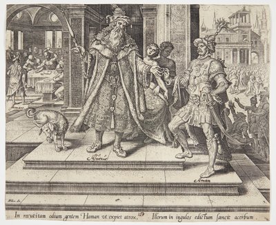 क्षयर्ष ने यहूदी लोगों को नष्ट करने का आदेश दिया द्वारा Maarten van Heemskerck