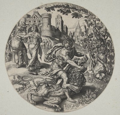 सैमसन शेर को चीर रहा है द्वारा Maarten van Heemskerck