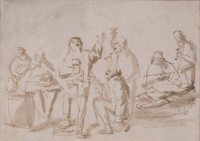 एक सराय में किसान, c.1662 (कागज पर धोने के साथ कलम और स्याही) द्वारा फिलिप्स डी कोनिंक