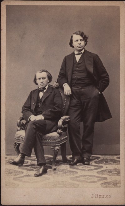जोहान्स ब्राह्म्स 1833-1897 और जोसेफ जोआचिम 1831-1907, 1867। द्वारा फोटो स्टूडियो जे रेनर।