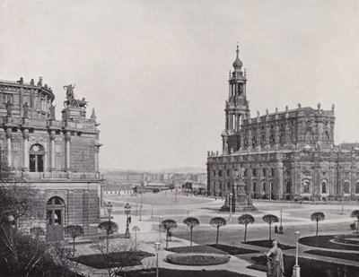 Zwingerwall से Theatreplatz तक देखें (b / w फोटो) द्वारा फ़ोटोग्राफ़र जर्मन