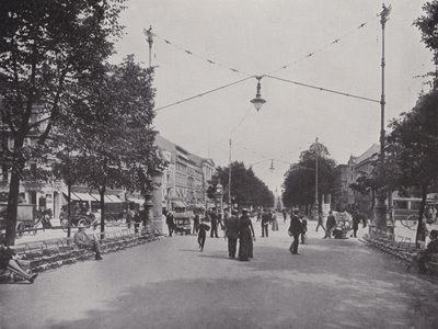 Unter Den Linden, Mittelallee और फ्रेडरिक द ग्रेट के स्मारक का एक दृश्य (b/w फोटो) द्वारा फ़ोटोग्राफ़र जर्मन
