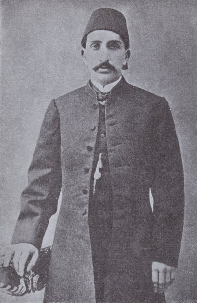 अब्दुल हमीद द्वितीय, तुर्क साम्राज्य के सुल्तान, 1909 में यंग तुर्कों द्वारा उखाड़ फेंका गया (b/w फोटो) द्वारा फोटोग्राफर तुर्की