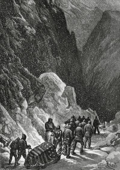 कैप्टन चार्ल्स फ्रांसिस हॉल (1821-1871) का दफन, अमेरिकी खोजकर्ता, ग्रीनलैंड, नवंबर 1871, पोलारिस अभियान द्वारा ब्लेज़ निकोलस ले सुयूर
