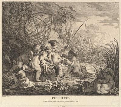 बच्चे मत्स्य पालन, ca. 1738। द्वारा पियरे अलेक्जेंड्रे अवेलिन