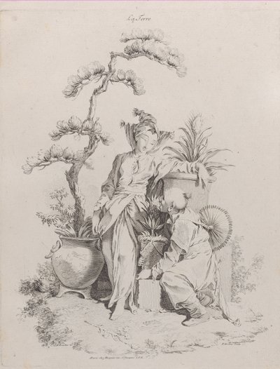 पृथ्वी, चार तत्वों से, 1738-49। द्वारा पियरे अलेक्जेंड्रे अवेलिन