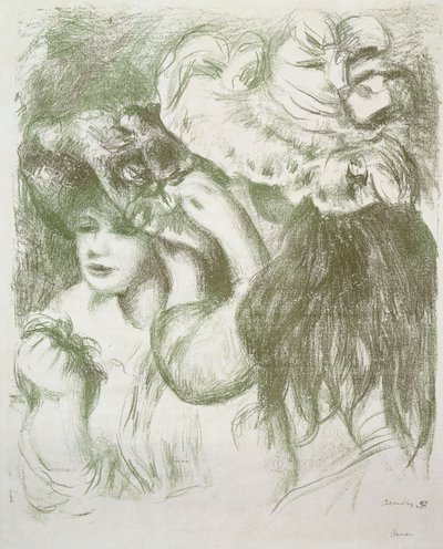 टोपी पिन, पहला बोर्ड; ले चापेउ एपिंगल, प्रीमियर प्लांच, c.1897 द्वारा पियरे अगस्टे रेनॉयर