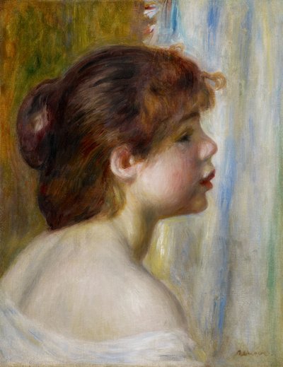 19 वीं सदी के अंत में, एक युवा महिला का सिर द्वारा Pierre Auguste Renoir