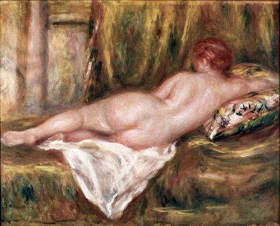 स्नान के बाद पीठ या आराम से दिखाई देने वाली नग्न परत (कैनवास पर तेल) द्वारा Pierre Auguste Renoir