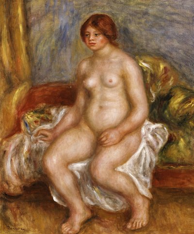 हरी गद्दी पर नग्न महिला, 1909 द्वारा Pierre Auguste Renoir