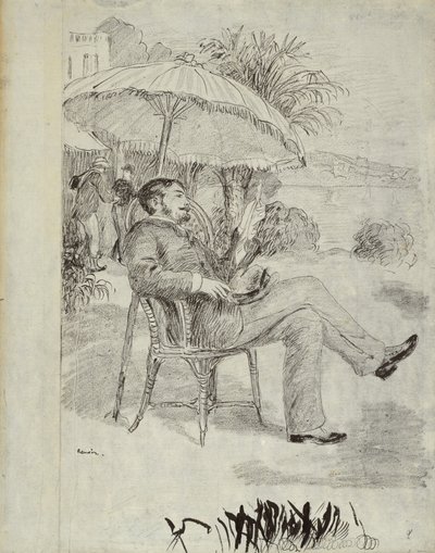 बोर्डर के एक होटल के टेरेस पर: द पेंटर जीन मार्टिन ने अपने बिल की समीक्षा की, 1881 द्वारा पियरे अगस्टे रेनॉयर