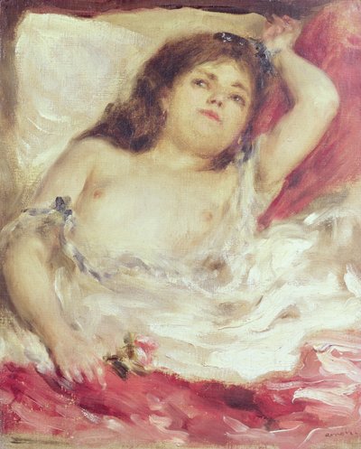 सेमी-न्यूड वुमन इन बेड: द रोज़, 1872 से पहले (कैनवास पर तेल) द्वारा Pierre Auguste Renoir