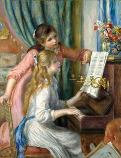 पियानो पर दो युवा लड़कियों, 1892 द्वारा Pierre Auguste Renoir