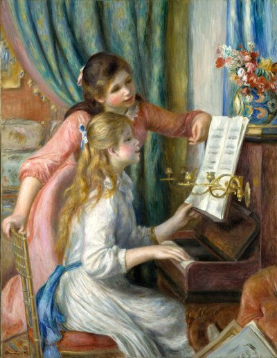 पियानो पर दो युवा लड़कियों, 1892। द्वारा Pierre Auguste Renoir