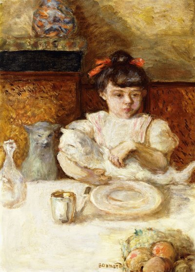 बच्चे और बिल्लियाँ; Enfant एट चैट, c.1906 (कैनवास पर तेल) द्वारा पियरे बोनार्ड