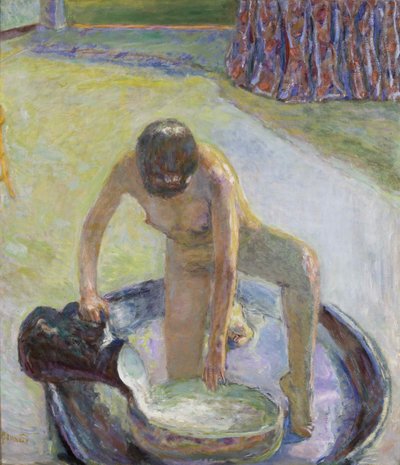 1918 में टब में स्नान बाथटब में नग्न क्राउचिंग। द्वारा Pierre Bonnard