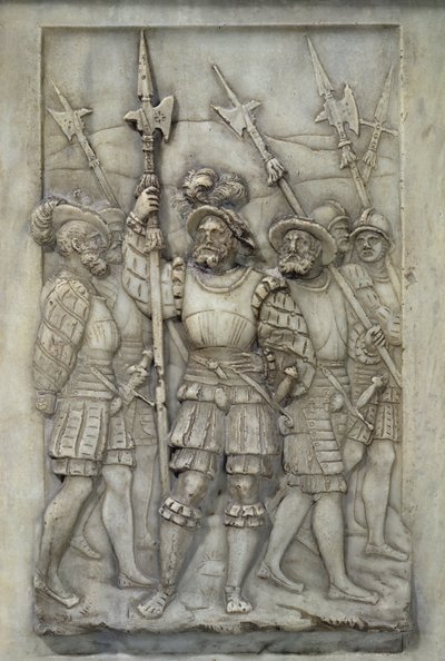 हैल्बर्डियर्स, फ्रैंकोइस I और क्लाउड डी फ्रांस के मकबरे से विस्तार, 1548 में (संगमरमर) द्वारा पियरे बोंटेम्प्स