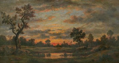 सूर्यास्त के समय लैंडस्केप द्वारा Pierre Etienne Theodore Rousseau