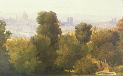 बेलेविले की ऊंचाइयों से देखा गया पेरिस, c.1830 द्वारा पियरे इटियेन थियोडोर रूसो