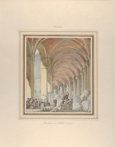 हाले ऑक्स ब्लेस, इंटीरियर व्यू, सीए। 1810. द्वारा पियरे फ्रेंकोइस लियोनार्ड फोंटेन