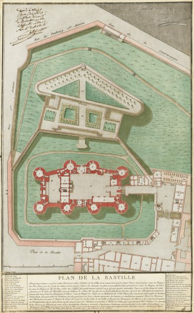 बैस्टिल की योजना, 1792 द्वारा पियरे फ्रेंकोइस पाल्लो