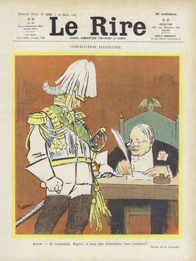 जर्मन सहमति। हंसी के लिए चित्रण द्वारा Pierre Georges Jeanniot