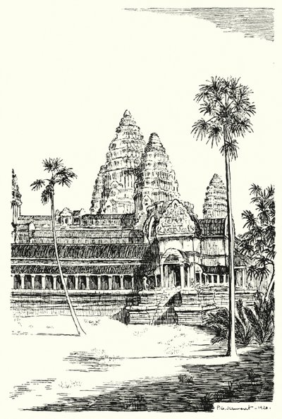 अंगकोर वाट की मीनारें (उत्कीर्णन) द्वारा पियरे जेनेरेट डी बेर्सकी