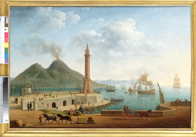 नेपल्स के हार्बर, 1791 (121416 की जोड़ी) से विसुवियस का दृश्य द्वारा पियरे जोसेफ पेटिट