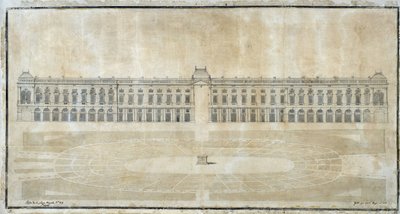 वास्तुकला: "मार्सिले के लिए प्लेस रोयाल की परियोजना, आंतरिक ऊंचाई" 1686 (ड्राइंग) द्वारा पियरे पुगेट