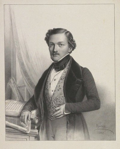 गायक गिल्बर्ट-लुई ड्यूपेज़ 1806-1896, 1837 का चित्रण द्वारा पियरे रोच विग्नरन