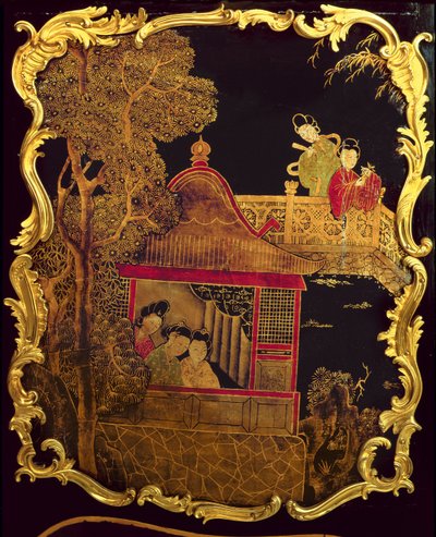 लुइस XV कमोड के साइड पैनल, c.1745 (लकड़ी पर लाख और सोना) (पुनः 222380) द्वारा Pierre Roussel