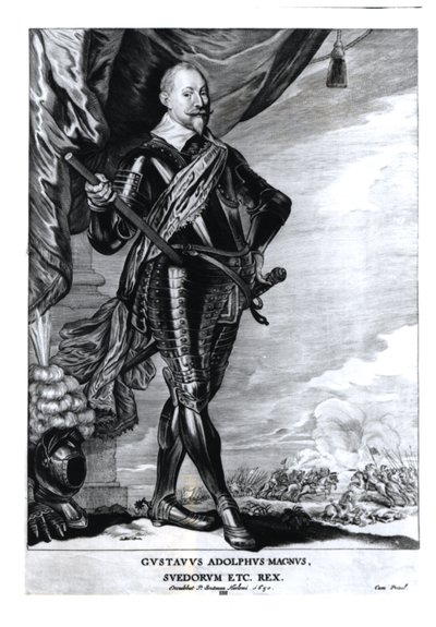 गुस्तावस एडोल्फस द ग्रेट का पोर्ट्रेट, राजाओं का राजा (1592-1632), 1650 द्वारा पीटर क्लेज़ साउथमैन
