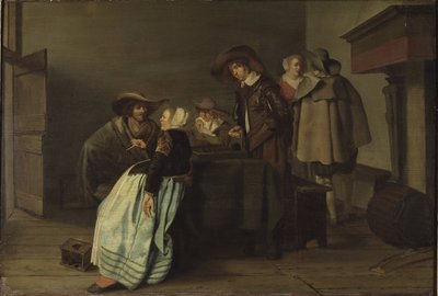 उने वार्तालाप - एक वार्तालाप, कोड्डे द्वारा, पीटर (1599-1678)। तेल के रंगों से केन्वस पर बना चित्र द्वारा पीटर कोडे